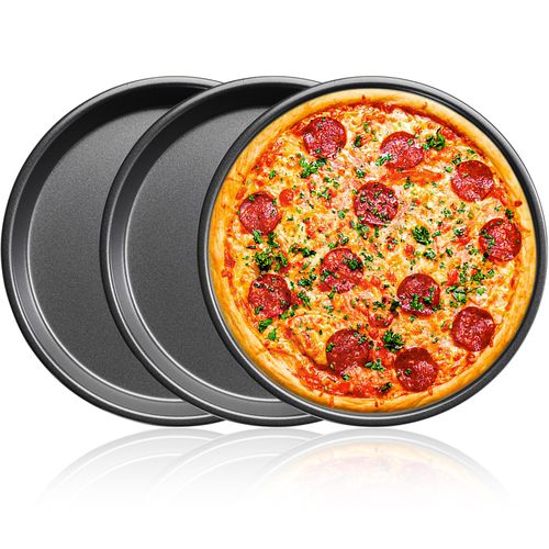 7 inch Pizza pan of 3 Stainless Steel Pizza Plates Non Stick Bakeware Sets Pizza Baking pans Set plates for making cuban pizza