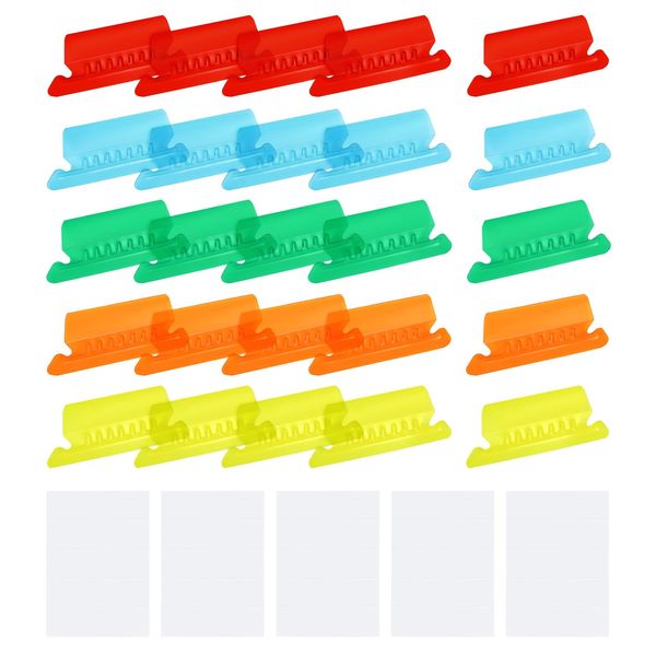 sourcing map Hanging File Folder Tabs, 2 Inch Insertable Tabs and Inserts Plastic Clear File Organizer Labels Filing for Folder Quick Identification, 5 Color, 200 Pcs
