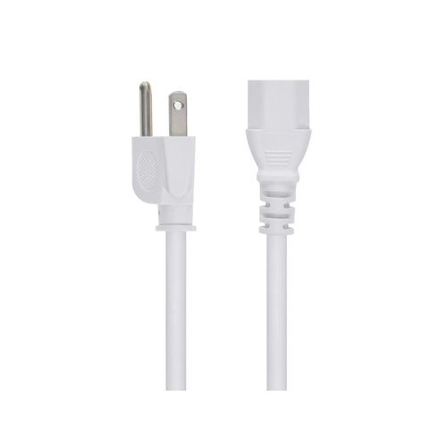 Monoprice Power Cord - 2 Feet - White | NEMA 5-15P to IEC 60320 C13, 14AWG, 15A, 3-Prong, for PC, AC Adapter, Laptop, Monitor, Projector