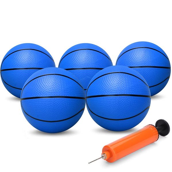 Amarlozn 5" Mini Basketball for Small Basketball Hoop, Beach Indoor Basketballs Soft Ball for Indoor Door Basketball Hoop, Pool Outdoor Play Game Gift Pack for Toddler Kids Adults, Blue