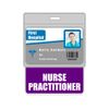 Nurse Practitioner Badge Buddy Horizontal w/Height & Weight Conversion Charts (Oversized, Purple)