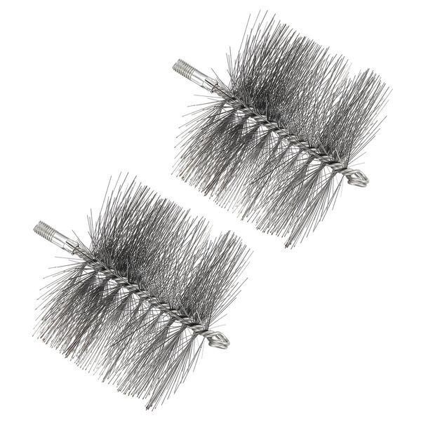 PATIKIL 6inch Chimney Brush, 2pcs Chimney Cleaning Brush Round Sweep Poly Steel Wire Chimney Cleaning Brush M12 Threaded for Chimney Fireplace Flue Pipe Rust Rod, 150mm