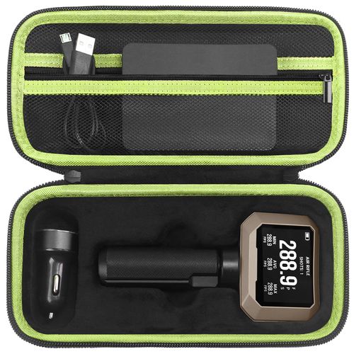 SKIDAYO Carrying Case for Garmin Xero C1 Pro Chronograph, Inlaid Organizer with Mesh Pocket for USB Cable, Cleaning Cloth, USB Charging Adapter (Green, Carrying Case Only)