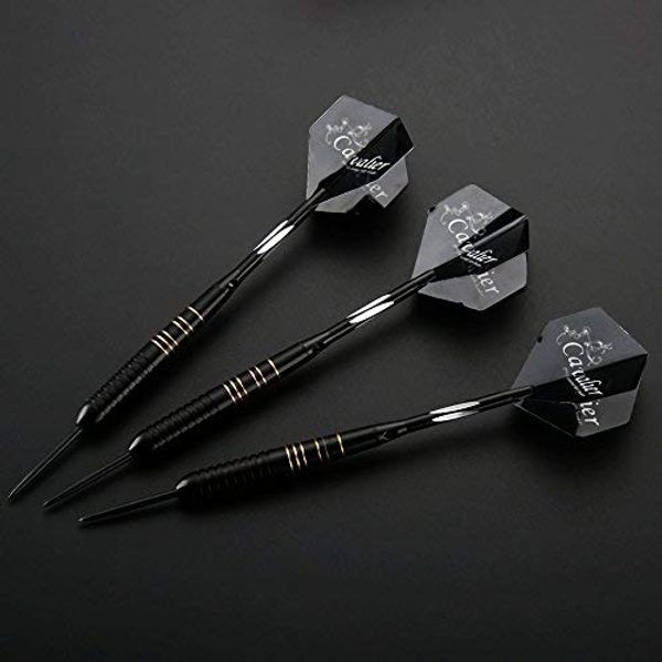 3 Stück profi dartpfeile Steeldarts dartscheibe 23 g Dartset Turnier Steel Tip Dartpfeile Set Professionelle Darts mit Hard Box Case Schwarze Beschichtung Messing PET-Flüge (Schwarz)