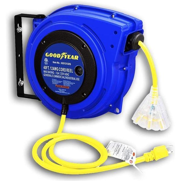 Goodyear TRI-63313132G 40 ft. Retractable Extension Cord Reel