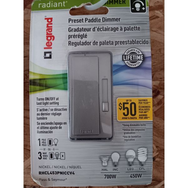 Legrand Radiant RHCL453PNICCV4 Dimmer LED Light Switch Dimmable Nickel