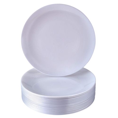 Modern Design Disposable Plastic Dinner Plates for Party (10 PC) Heavy Duty Disposable Dinner Set 10.25”, Fine China Look Plastic Dishes, Great for Baby Showers, Weddings, Birthdays, and Events, Pearl