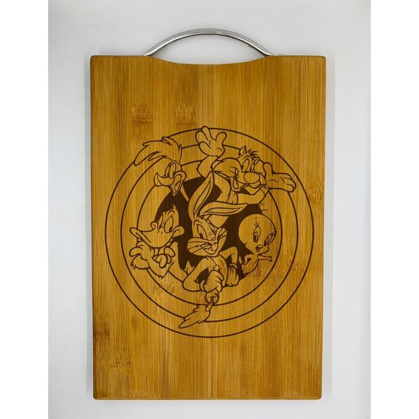 looney tunes laser engraved high quality cuttingboard personalized gift