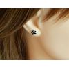 ICYROSE 925 Sterling Silver Jet Black Crystal Paw Print Stud Earrings