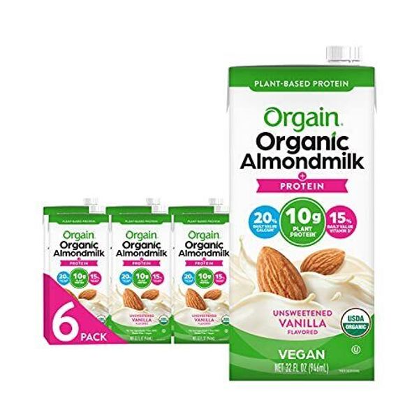 Orgain Organic Vegan Protein Almond Milk Unsweetened Vanilla - 10g Plant Base...