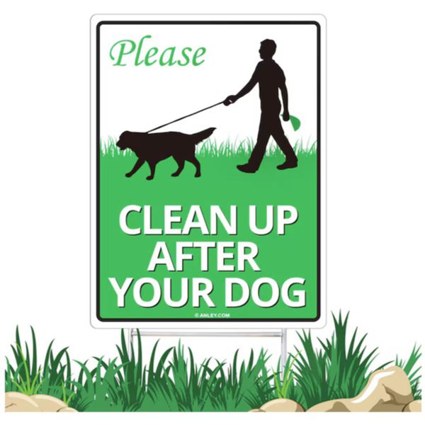 Anley Clean Up After Your Dog Sign 12-in x 9-in Plastic Danger/Warning Sign Yard