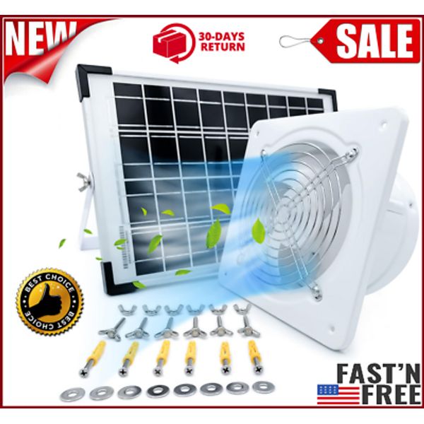 Solar Powered Panel Exhaust Fan Window Greenhouse Roof Air Ventilation Extractor