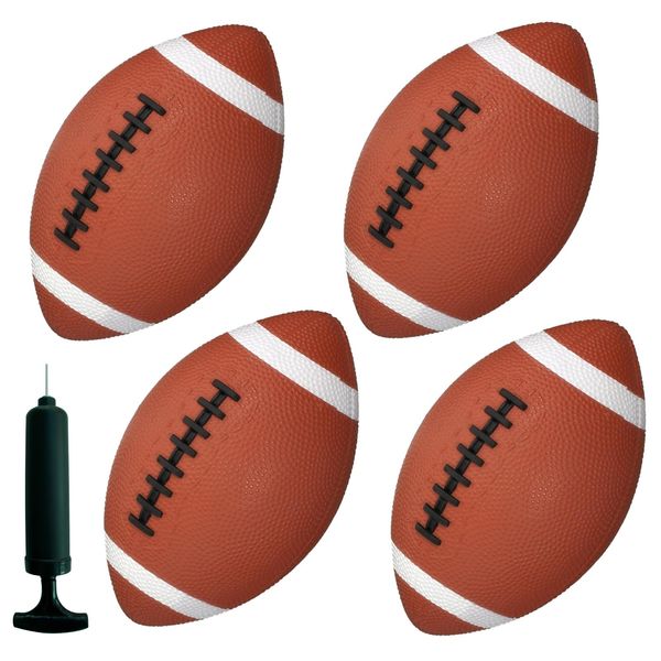 AppleRound 6.5-Inch Toy Footballs for Toddlers and Kids - Pack of 4 Balls with Pump