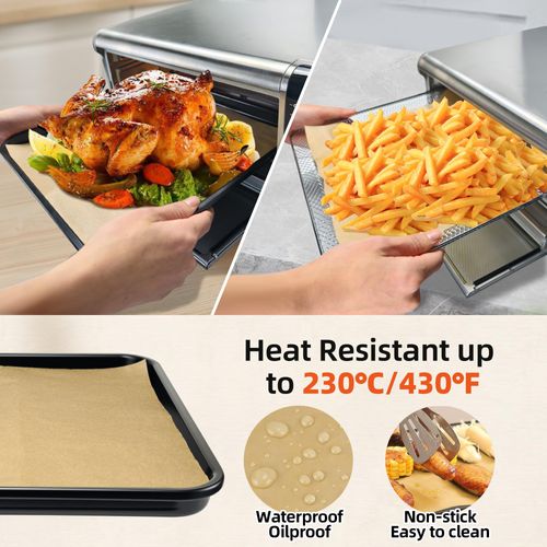 Replacement Baking Pan and Parchment Paper for Ninja Foodi SP101, Black Non-stick Baking Tray Air Fryer Liners Air Fryer Oven Accessories for Ninja Flip Toaster Oven
