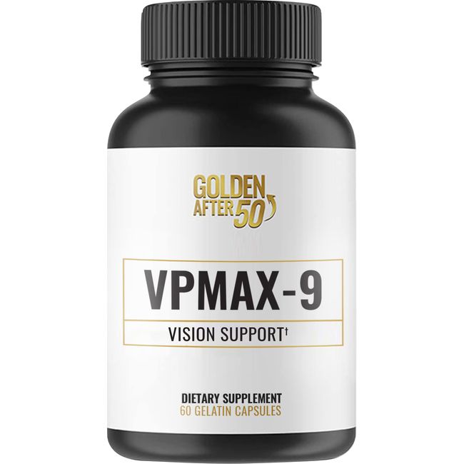 Golden After 50 VpMax-9 - Vision Support Supplement - 60 Gelatin Capsules - Eye Health Support and Antioxidant Supplement with Eye Vitamins, Lutein, Lycopene and Bilberry Extract