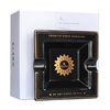 CASE ELEGANCE Klaro Square Medium Sized Black and Gold Inlay Ceramic Ashtray for Two Cigars