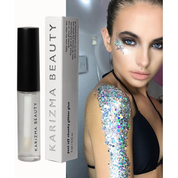 Cosmetic Glitter Glue // The Original Peel Off Formula ✮ KARIZMA Beauty ✮ Face Chunky Glitter Glue Adhesive Body Cosmetic Makeup Glitter Primer