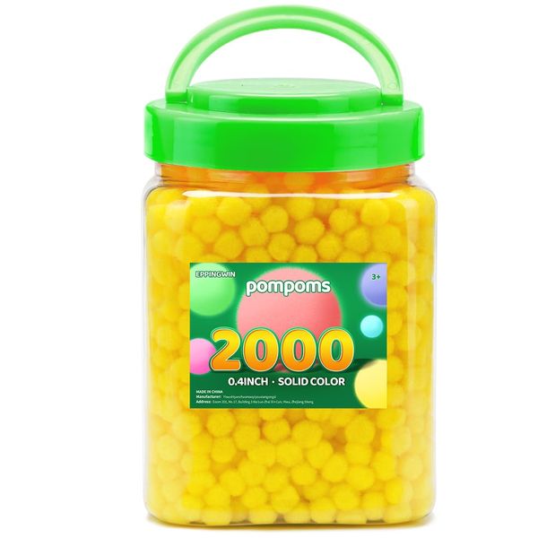 Eppingwin 2000PCS Yellow Pom Poms, 0.4 Inch Soft Pompoms for Crafts & DIY Projects