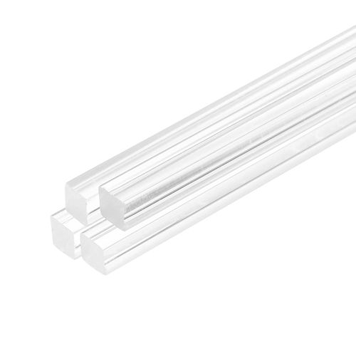 MECCANIXITY 4pcs Acrylic Square Rods 3/8" x 12" Clear Acrylic Dowel Rods Sticks Acrylic Plastic Sticks Strip for DIY Crafts Lighting Gardening Decorations - 10mm x 300mm