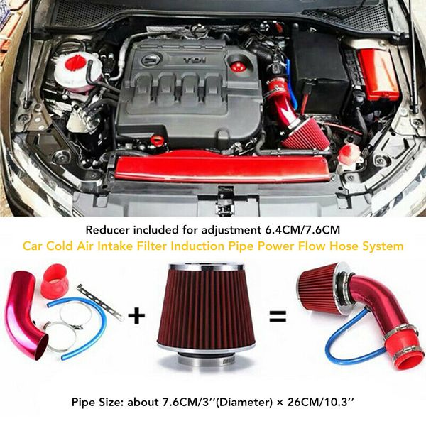Car Cold Intake Air Filter Set Induction Power Pipe Flow Hose System Accessories