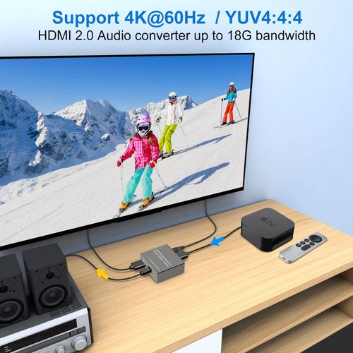 VEDINDUST HDMI Audio Extractor 4K60Hz HDMI Optical Splitter Adapter with 3.5 mm Stereo Support HDCP DTS 5.1 PCM EDID Management for HDTV PS4 Blu-ray Amplifier etc