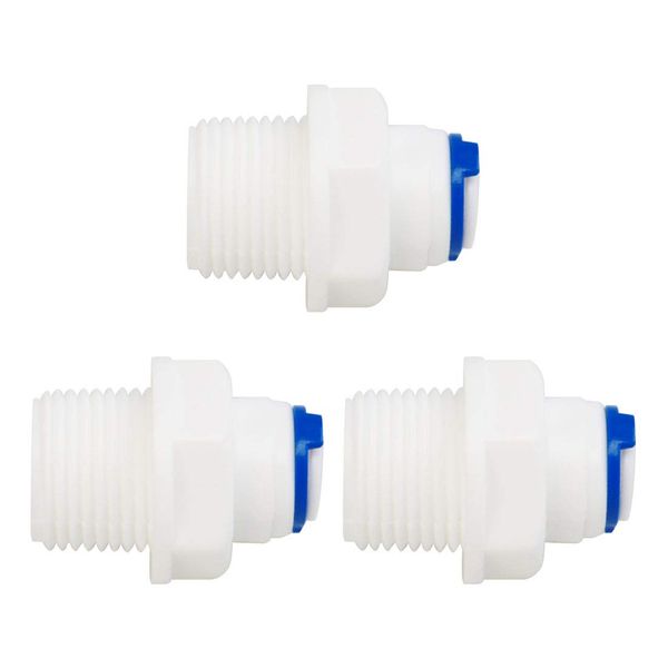 uxcell Quick Connect Water Filter Tube Fitting Connector Water Hose Joint for RO Reverse Osmosis System Straight, 3/8" BSP Male-1/4" Tube OD