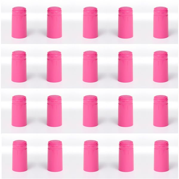 GLOSSY HOT PINK SHRINK CAPSULES 32 HEAT SHRINK CAPS FOR ALL STANDARD WINE BOTTLES 30X60 WITH PULL TAB