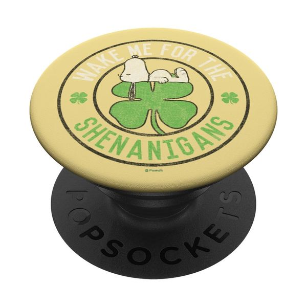 Peanuts St Patrick's Day Snoopy Wake Me PopSockets Standard PopGrip