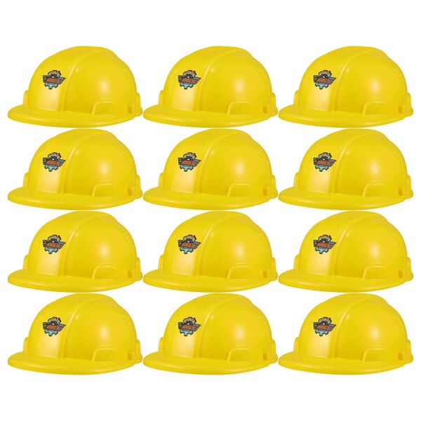 TOYANDONA 12Pcs Kids Construction Hats Building Dress Up Hats Child Size Construction Building Hats Pretend Play Accessory