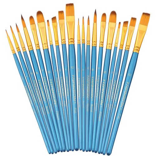 Transon 2-Pack 20pcs Art Painting Brush Set for Acrylic Watercolor Gouache Hobby Painting Blue Color