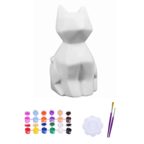 LADFAR Paint Your Own Cat Lamp Kit, 5.9 inches-Button Battery Type DIY Moon Night Light for Kids Art Supplies Creativity Arts & Crafts Kit for Kids,Girls Boys Birthday