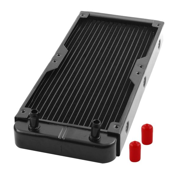 uxcell Aluminum Black Water Cooling Radiator Computer Cooling System for Computer CPU 18 Pipe 270mm Length