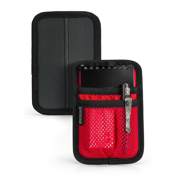 TACTICAL_GEEK TCM4 Mini EDC Organizer Board, Backpack Accessories with Smooth Hook Back Panel, Utility Admin Bag Insert Panel Modular Organizer with Open Pocket & Mesh Pocket (Red)