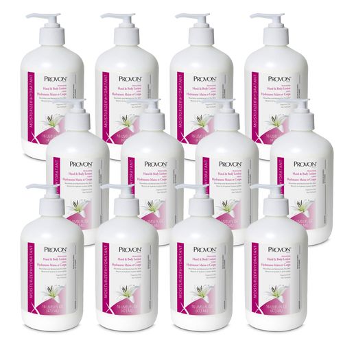 Gojo PROVON Moisturizing Hand and Body Lotion, 16 fl oz Lotion Pump Bottle (Pack of 12) - 4235-12