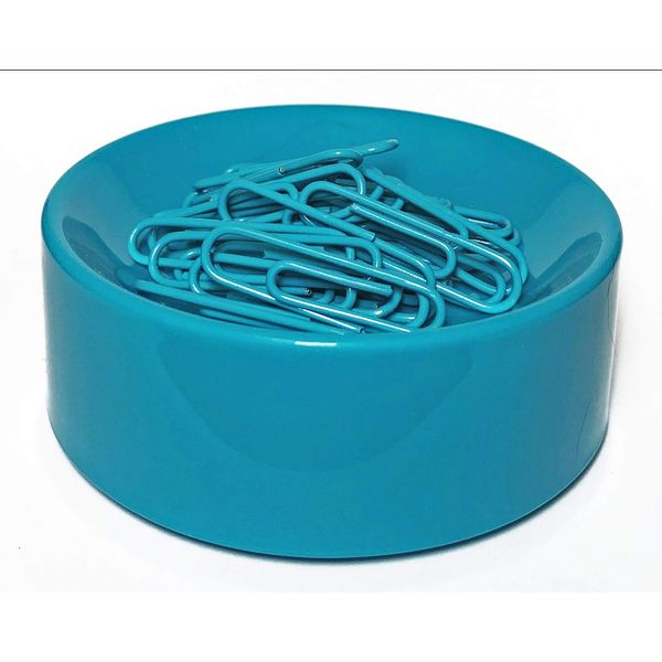 Clipwell Magnetic Paper Clip Holder - Easy Toss & Pick-Up - Holds Various Metal Parts - Powerful Sweep-Up Magnet - Ideal Locker Accessory & Home & Office Organizer - Turquoise