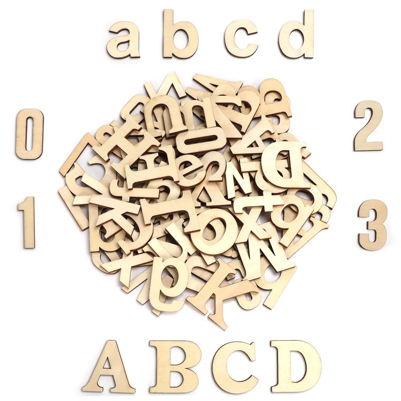 Wooden Alphabet Letters TEHAUX 204pcs Unfinished Wooden Letters ...
