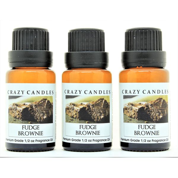 Crazy Candles Fudge Brownie 3 Bottles 1/2 FL Oz Each (15ml) Premium Grade Scented Fragrance Oil