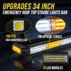 Amber/White 166-LED Emergency Light Bar Rooftop Double Side Strobe Warning NEW