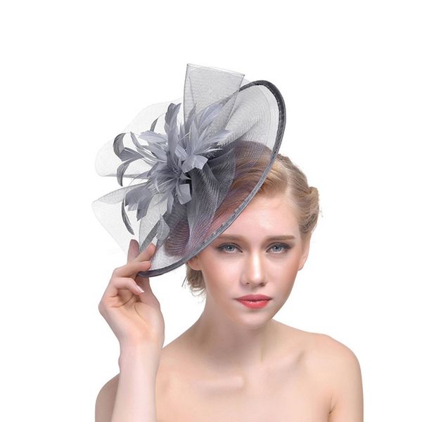 YJZQ Women Elegant Fascinator Hat Flower Feather Mesh Net Veil Headband Bridal Feather Hair Clip Accessories Pillbox Cocktail Royal Ascot Tea Party Church Derby Hat