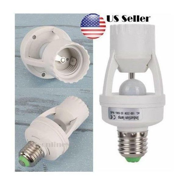Screw-In Motion Detector Sensor Light Socket 360° up to 25' LED Fluorescent Bulb