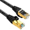 Cat7 Gold Plated Shielded Ethernet RJ45 Patch Cable Cord Network U/FTP LAN Black (50ft)