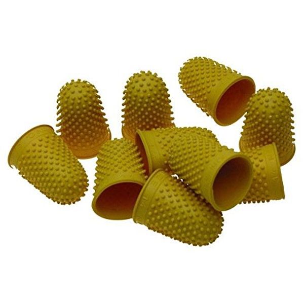 Pack of 12 Rubber Thimbles (Thimblettes) Size 2 Yellow 18mm