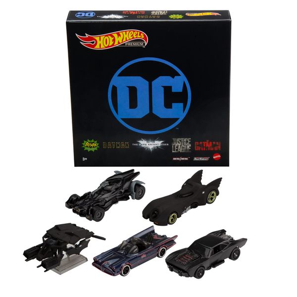 Hot Wheels Batman Batmobile Toy Car Bundle, Set of 5 Fan-Favorite Castings in 1:64 Scale with Special Packaging