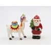 Fine Ceramic Santa with Llama Salt & Pepper Shakers Set, 4"