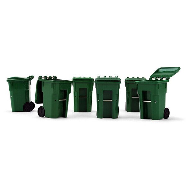 Green Trash Can Carts Set of 6 Models 1:34 Scale Accessories First Gear 90-0519