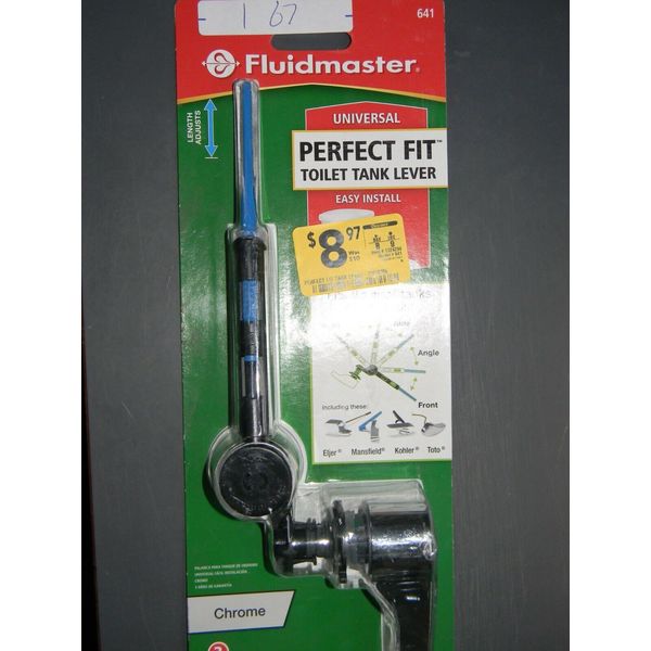 Fluidmaster Perfect Fit 641 Chrome Traditional Style Toilet Tank Lever NIOP