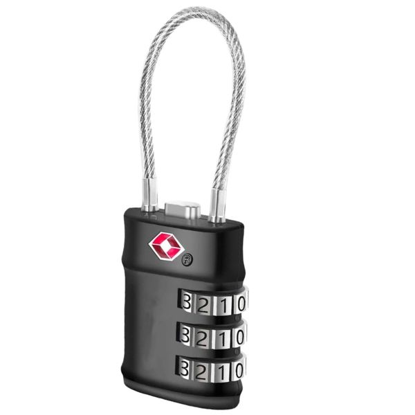 LZGOPE Luggage Locks with White Code -4 Digit Security Combination Suitcase Padlock -TSA Approved-Alloy-Black-Pack 1-Pack 2
