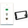 RiteAV 1 Port SC APC Simplex Phone and Cat6 Ethernet Wall Plate - Bracket [White]