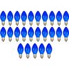 25 Pack - C7, Opaque Blue, 7W, E12 Candelabra Base Light Bulbs For String Lights