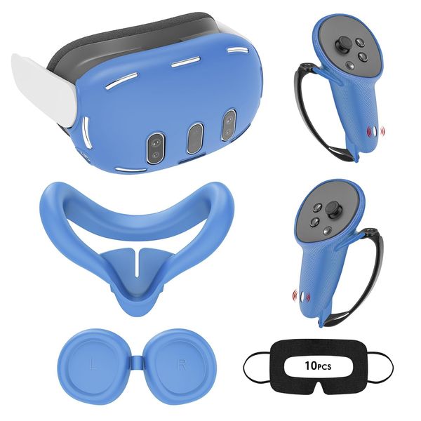 Accessories for Oculus Quest 3, VR Accessory Set for Meta Quest 3, Include Controller Grip Leather Cover, VR Shell Cover, Face Cover, Lens Cover and 10PCS Disposable Eye Cover